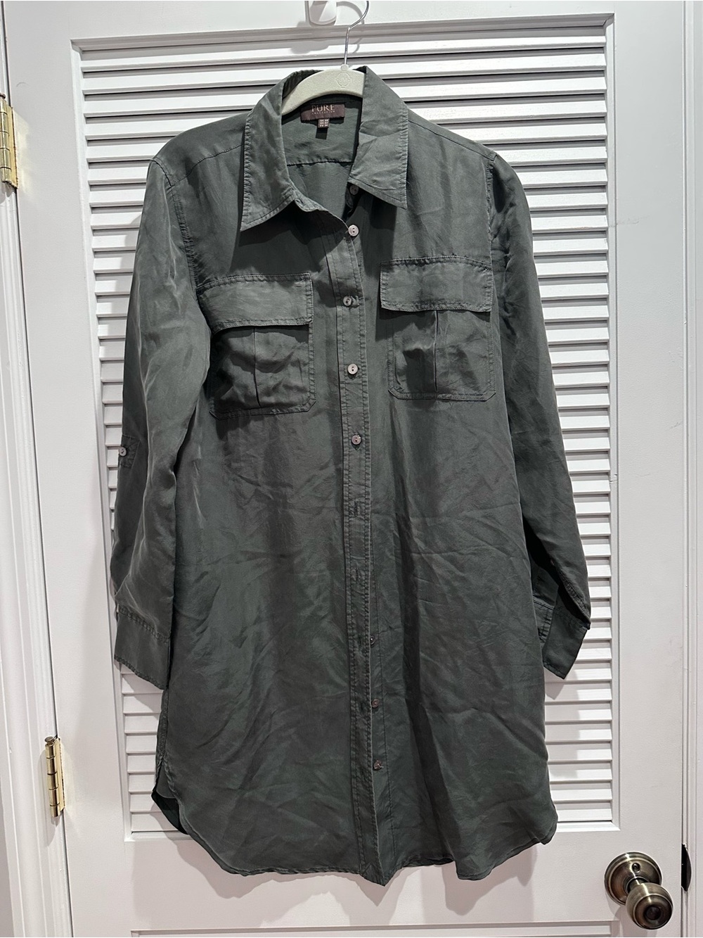 Pure Collection Olive Green Silk Long shirt
